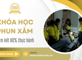 Khóa học phun xăm cam kết 80% thực hành tại Carita Academy