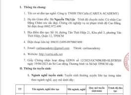 TUYỂN SINH CARITA ACADEMY