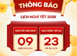  THÔNG BÁO LỊCH NGHỈ TẾT NGUYÊN ĐÁN 2026 