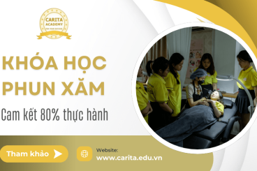 Khóa học phun xăm cam kết 80% thực hành tại Carita Academy