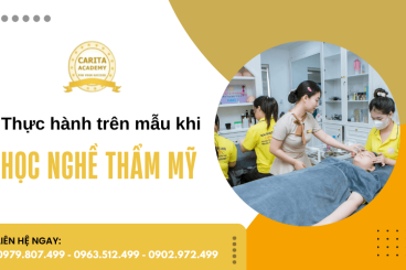 Thực hành trên mẫu mỗi ngày khi học nghề thẩm mỹ tại Carita Academy