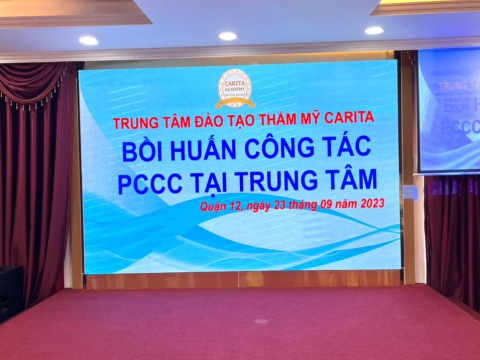 Bồi huấn công tác phòng cháy chữa cháy tại trung tâm đào tạo thẩm mỹ Carita
