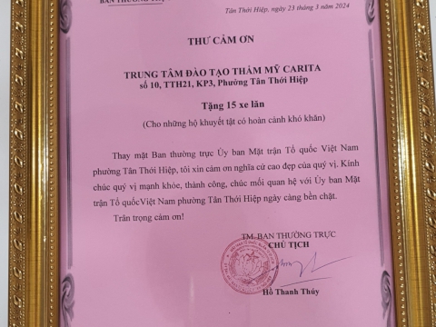 Trao tặng xe lăng ngày 23/03/2024 