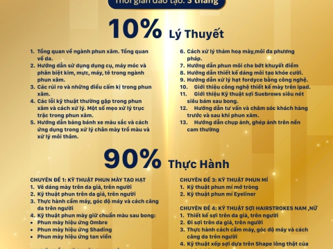 CÁC CHƯƠNG TRÌNH ĐÀO TẠO KHÓA PHUN, XĂM, THÊU THẨM MỸ CƠ BẢN  - NÂNG CAO - CƠ BẢN, NÂNG CAO